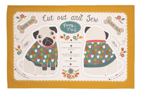 Cut and Sew Percy Pug Tea Towel - Sew Something Simple